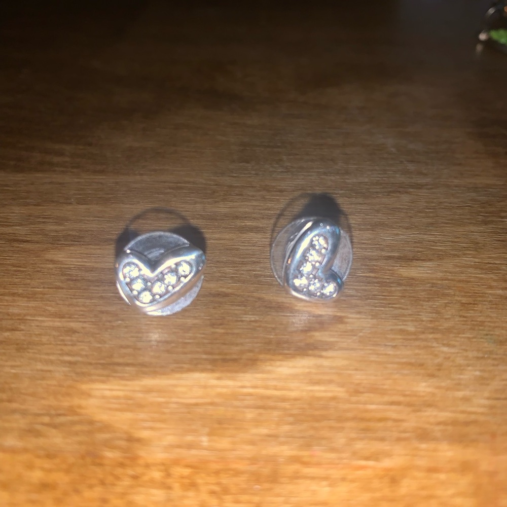 Heart Shaped Silver Earrings with Gem Accents